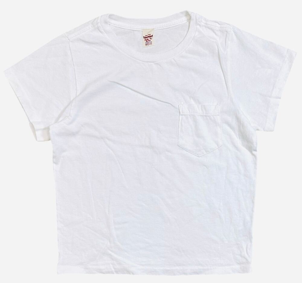 Buck Mason Women's T-Shirt Toughknit Shrunken Pocket Slim Fit Tee in White